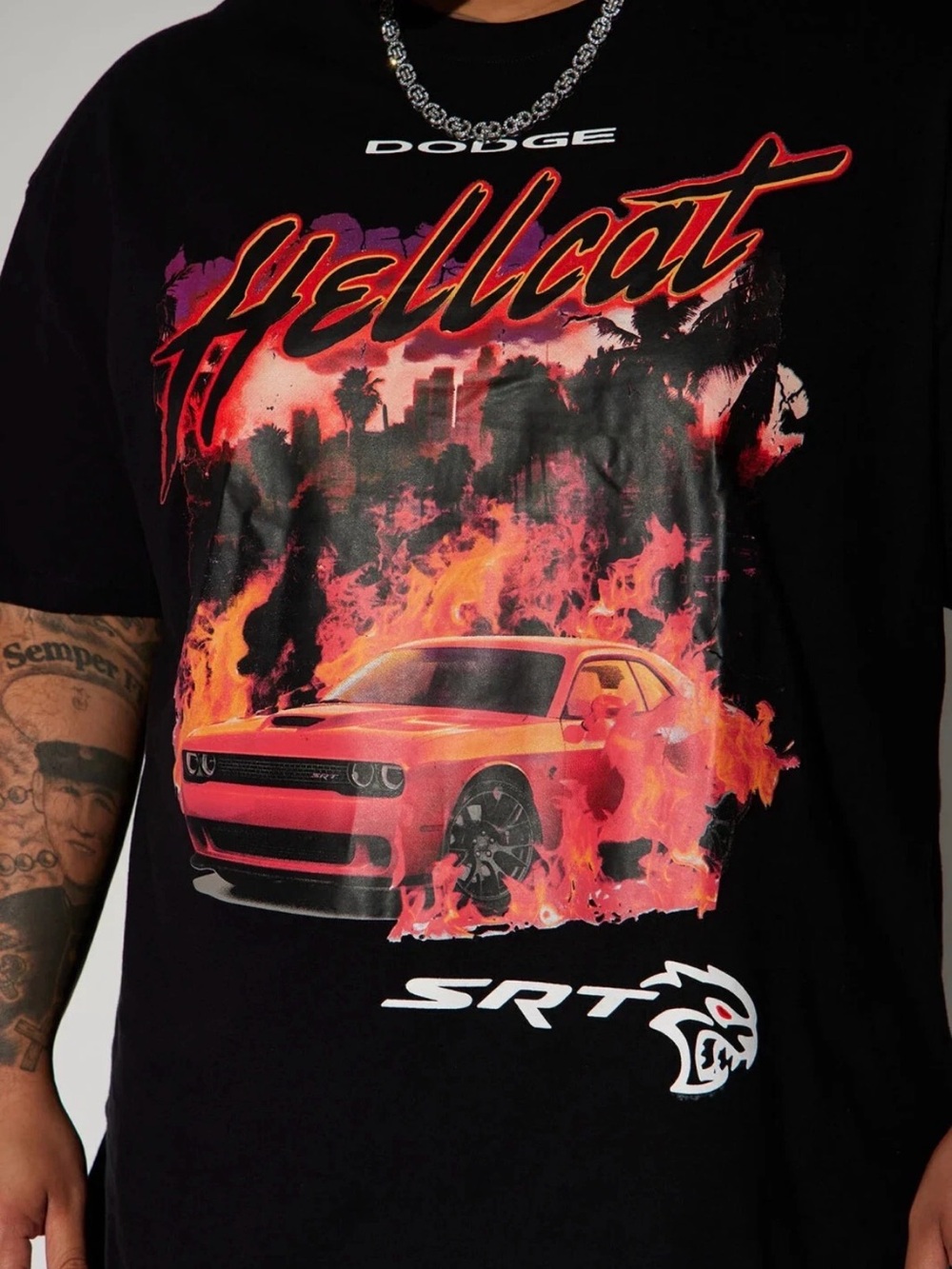 Dodge X Reason Mens Black Hellcat SRT Limited Edition Collaboration T-Shirt Larg